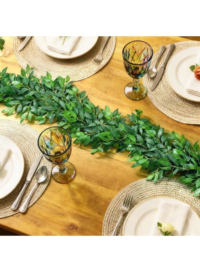 Suncalla 2 Pcs 10 Feet Artificial Vines Garland Faux Italian Ruscus Vine Twigs Silk Green Leaves Greenery Garland for Wedding Table Centerpieces Arch Decor Party Room Home Garden Office Wall Decor - Image 5