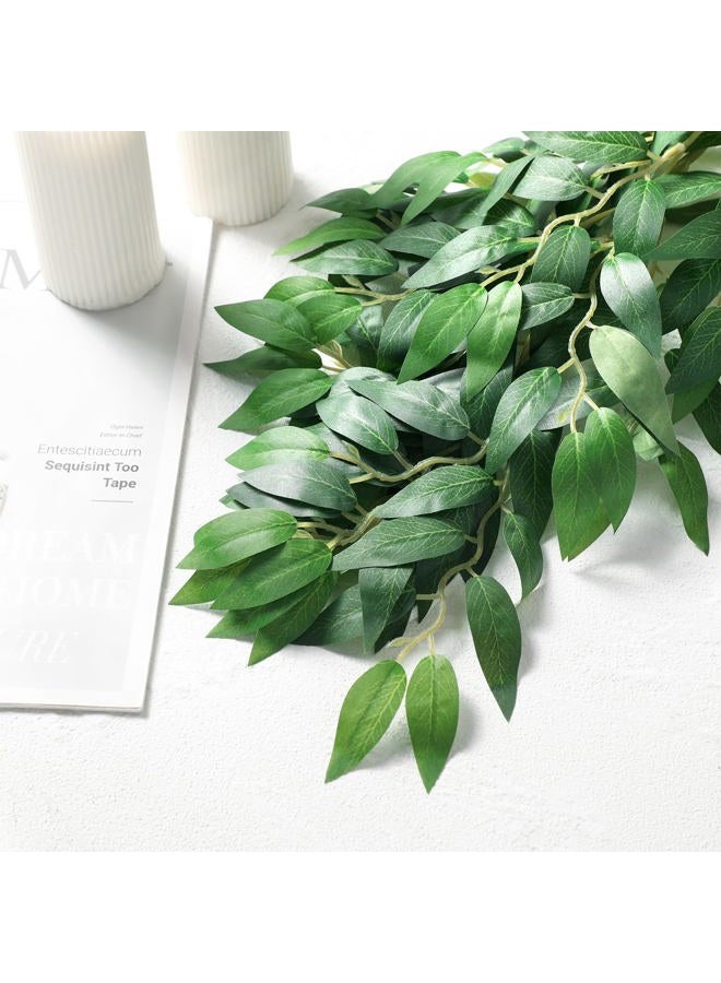Suncalla 2 Pcs 10 Feet Artificial Vines Garland Faux Italian Ruscus Vine Twigs Silk Green Leaves Greenery Garland for Wedding Table Centerpieces Arch Decor Party Room Home Garden Office Wall Decor - Image 4