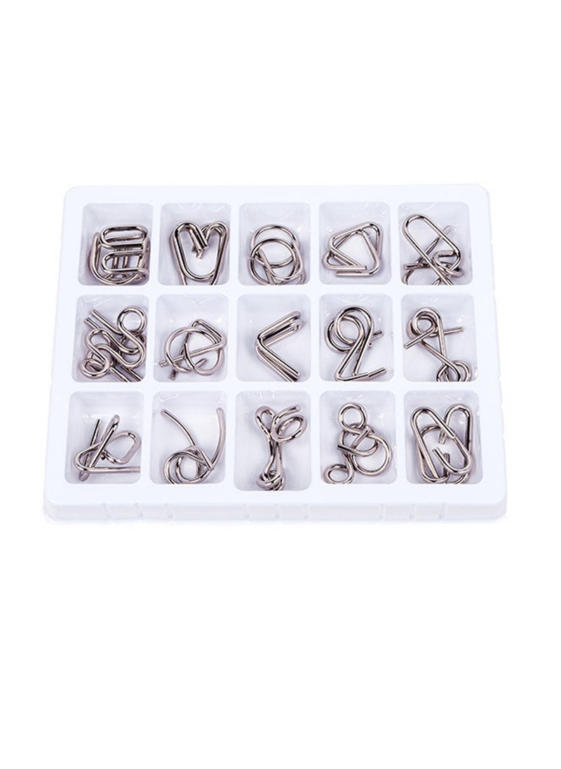 15-Piece Set Of Intelligence Buckles, 15-Piece Set Of Nine-link Unlocking Buckles, A Decompression Educational Toy  - Image 2