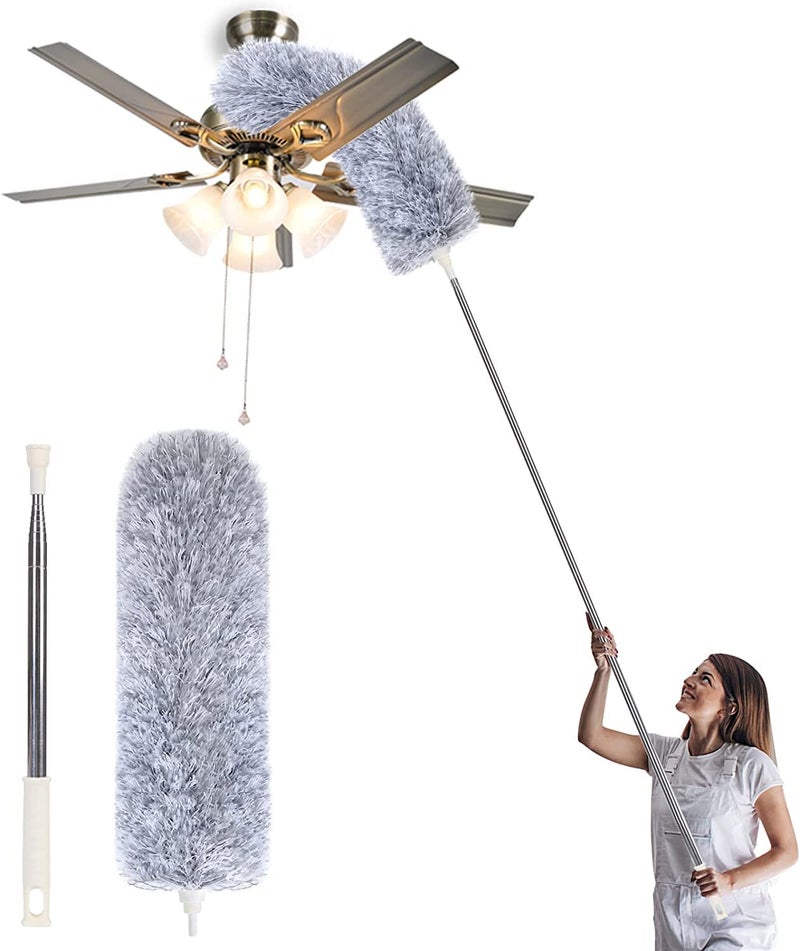 Microfiber Duster with Extension PoleWashable Bendable Head Ceiling Fan Duster15100 inch Wet or Dry Dust Collect Telescoping Dusters for Cleaning Ceiling FanHigh CeilingKeyboardFurnitureCars