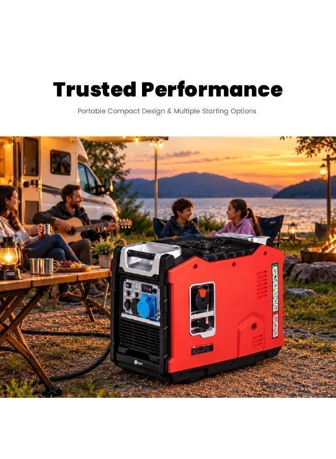 AFRA Silent Inverter Generator 5500W, 5.5KW Max Output Petrol Generator, Electric & Recoil Start, Portable Power Backup for Home, Camping & Outdoor Use, Low Noise Design, 1 Year Warranty, AFT-5500SIP - Image 3