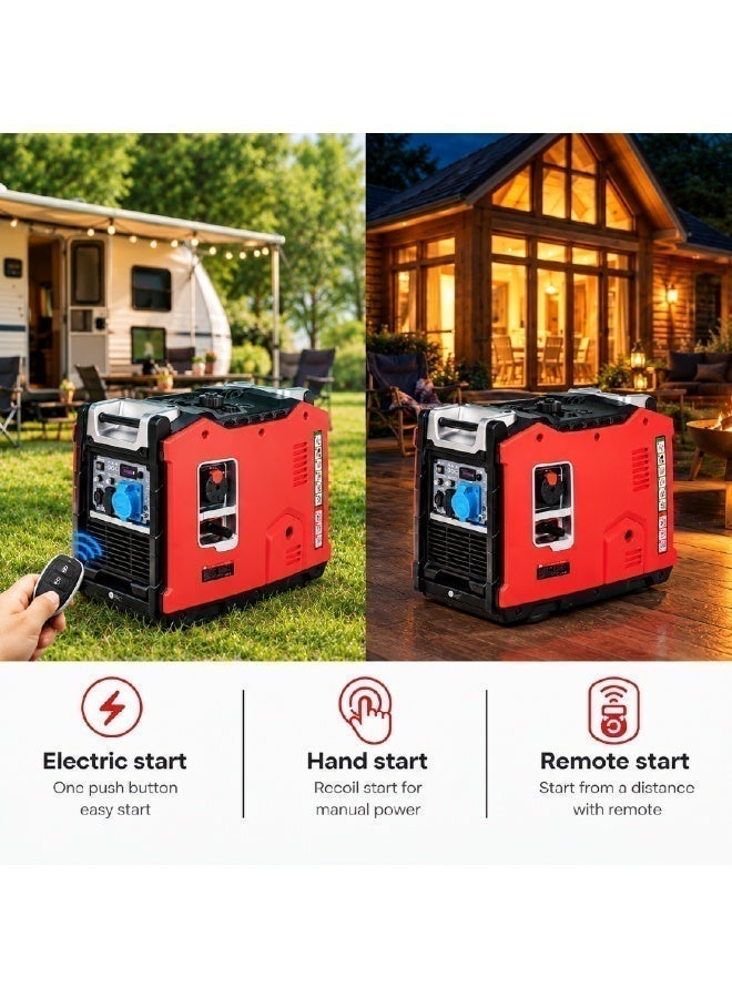 AFRA Silent Inverter Generator 5500W, 5.5KW Max Output Petrol Generator, Electric & Recoil Start, Portable Power Backup for Home, Camping & Outdoor Use, Low Noise Design, 1 Year Warranty, AFT-5500SIP - Image 4