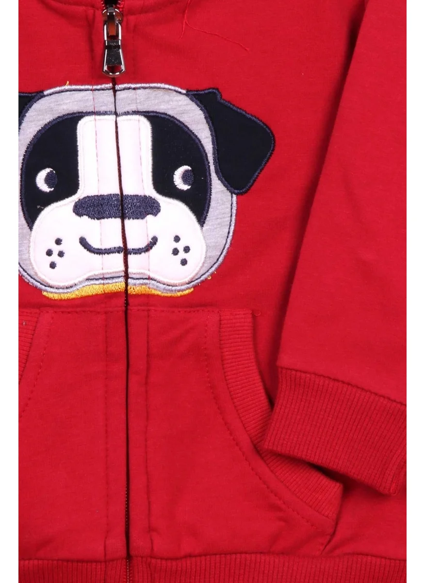 Breeze Boys Tracksuit Set with Dog Embroidery Claret Red (1-4 Ages)
