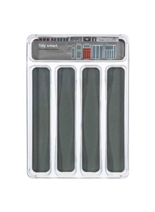 5 خمسة صينية أدوات عالية الجودة مقسمة إلى 5 أقسام لتنظيم الأدوات بسهولة باللونين الرمادي الداكن والشفاف بقياس 4.5 × 23.2 × 32.5 سم، 1410AUVGX4C40 - Image 2