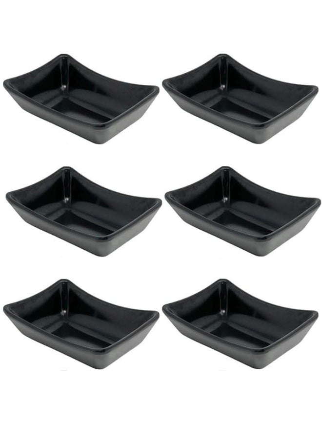 Happy Home Melamine Dipping Bowl Set, Snack Serving Bowl, Small Sauce Bowl, Black - (Pack of 6 - Shatterproof)  - Image 1