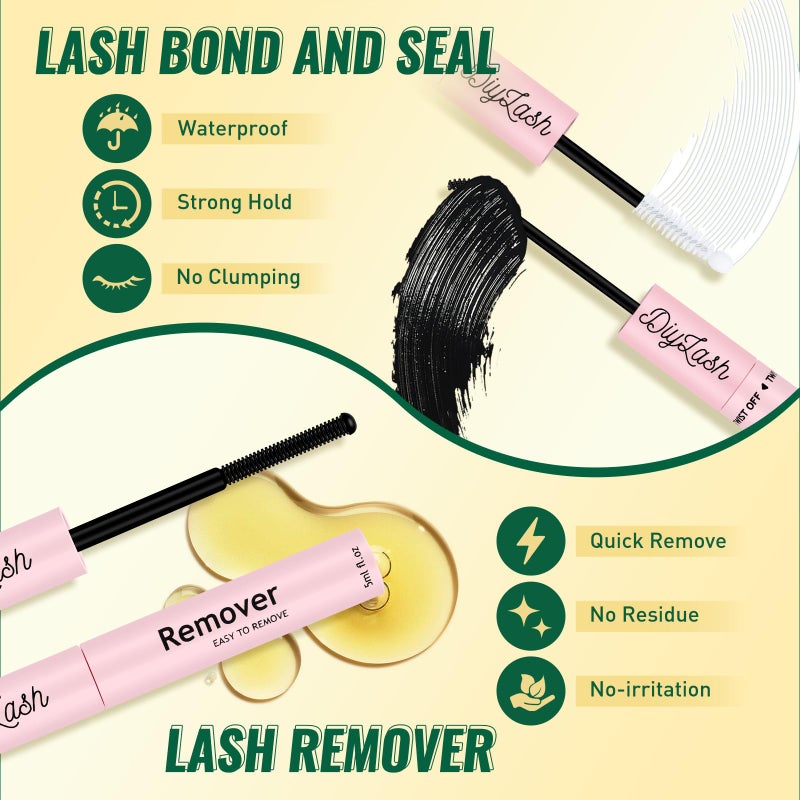 KEYYOULASH Lash Clusters Kit Spiky 144pcs 8-18MIX Lash Extension Kit Wispy Lash Clusters D Curl with Bond and Seal,Remover,Applicators for DIY Manga Eyelash Clusters at Home (Lash Kit-KY08) - Image 5