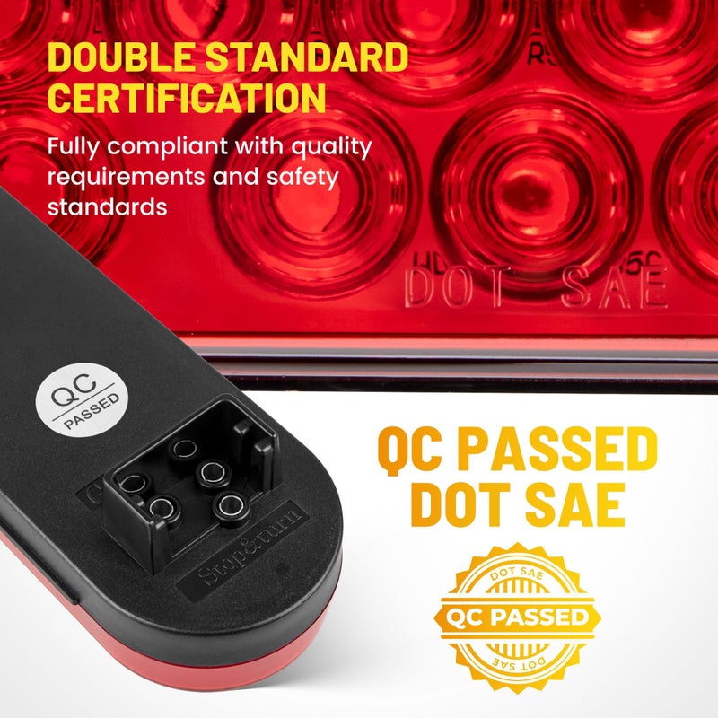 Oyviny 6 Inch Oval Red LED Trailer Tail Lights 2PCS, Super Bright 24LEDs Oval 6" Brake Turn Stop Tail Lights with Flush Mount Grommets DOT SAE Certified for RV Truck, Bus, Trucks - Image 4