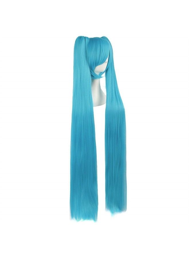 MapofBeauty 47"/120cm Fashion Long Straight wig Cosplay wig (Cyan Blue) 