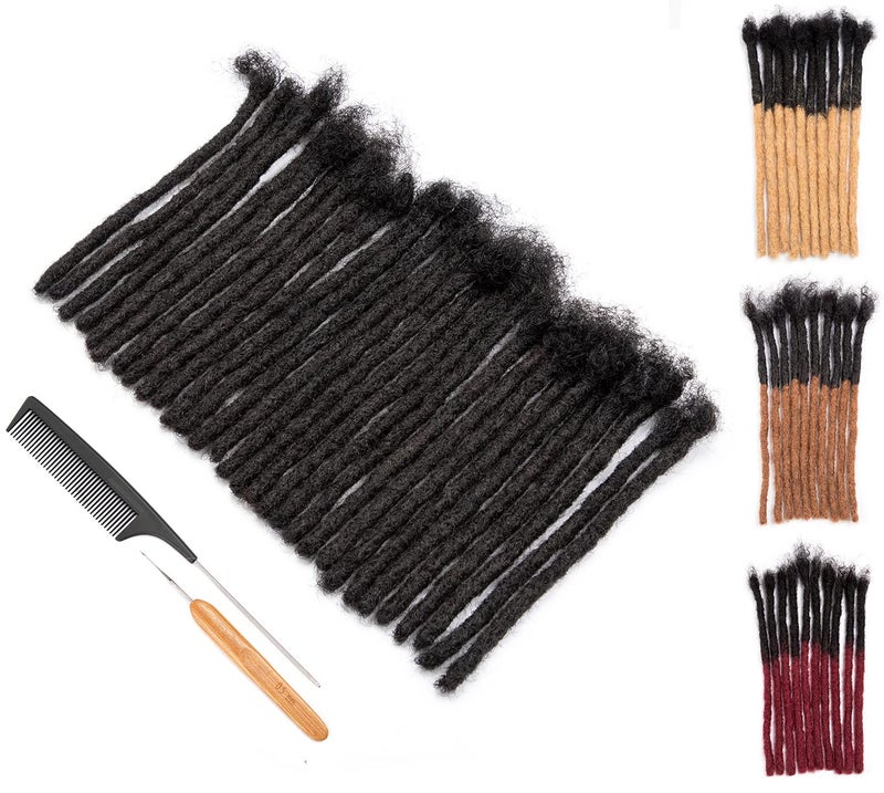 DAIXI 08cm and 06 04cm Width Options 618 Inch 60 Strands 100 Real Human Hair Dreadlock Extensions for ManWomen Full Head Handmade Permanent loc Extensions Bundles Can Be Dyed Bleached Curled and