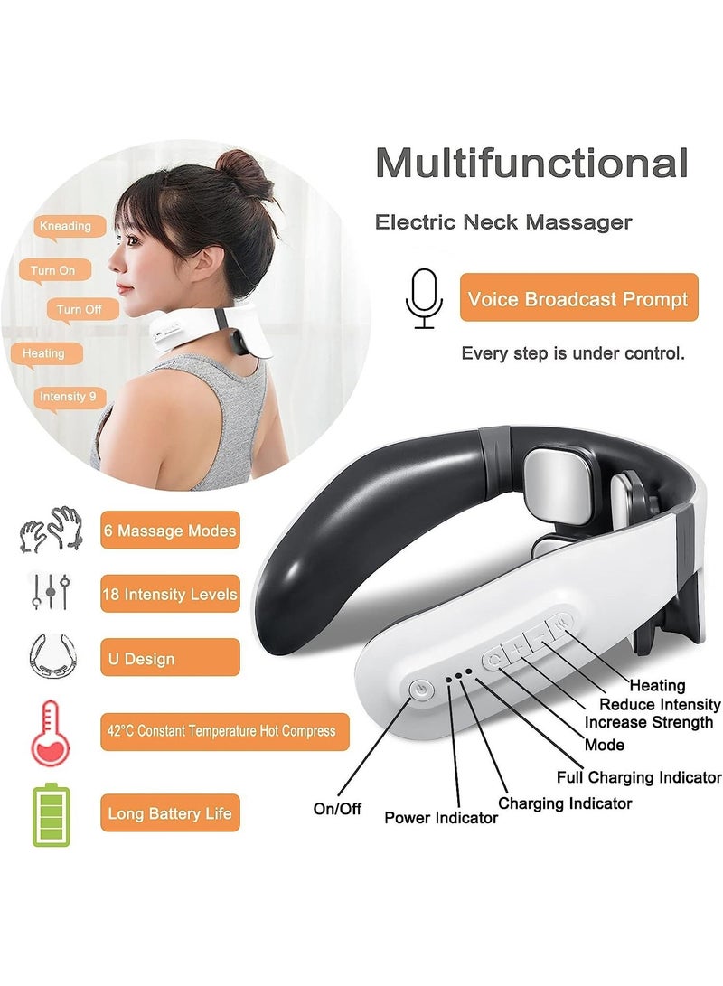 مدلك الرقبة ، مدلك كهربائي ذكي للرقبة بالنبض مع الحرارة ، مدلك كهربائي محمول لتخفيف آلام الرقبة ، مع 6 أوضاع ، 18 مستوى شدة ، للمنزل والمكتب - Image 2