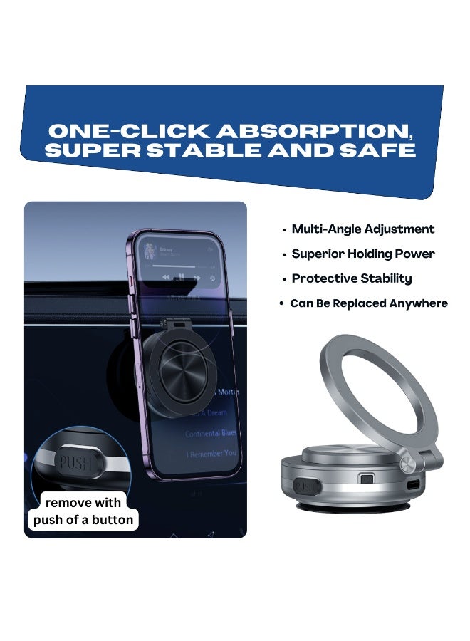 NIXIVE MagGrip Pro 360° (2.0) Magnetic Car Phone Mount – Electric Vacuum Suction Car Holder, 360° Adjustable, No Residue, Universal Secure Grip for Dashboard, Glass & Desk, for iPhone & Android Smartphones - Image 4