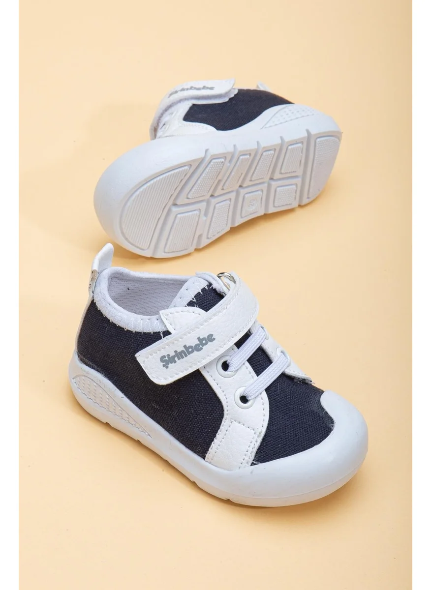 Dilimler Ayakkabı Şirinbebe Şiringenç Linen Navy Blue White Boy İlkadım Baby Child Shoes