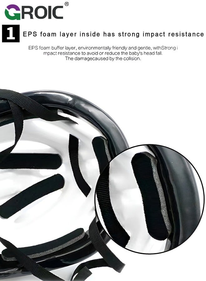 GROIC معدات حماية للأطفال خوذة واقية قابلة للتعديل، واقيات الركبة والكوع وواقي المعصم لخوذة الأطفال، معدات حماية رياضية قابلة للتعديل، سكوتر، لوح تزلج، دراجة بخارية، تزلج، ركوب الدراجات، مجموعة أمان (أسود) - Image 2