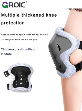 Kids Protective Gear Adjustable Protective Helmet,Kids Helmet Knee Elbow Pads Wrist Guard Sport Protective Gear Adjustable Scooter Skateboard Roller Bike Skate Cycling Safety Set(Black) - view 3