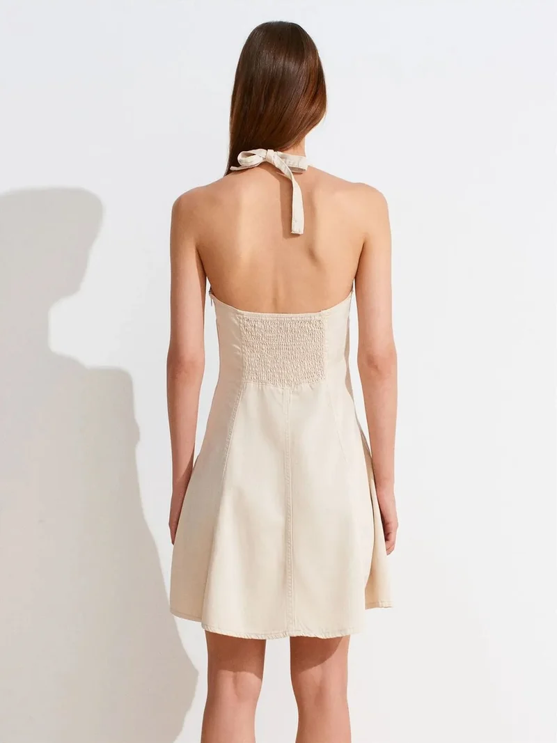 Dilvin DILVIN Halter Neck A-Line Mini Dress