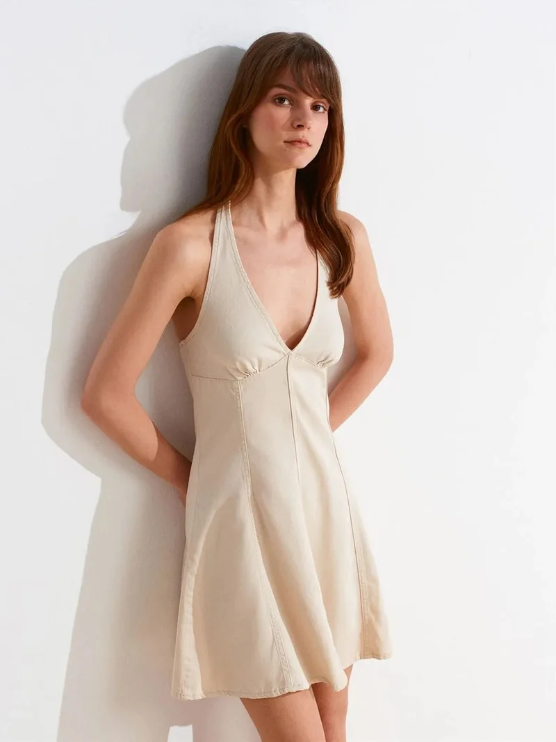 Dilvin DILVIN Halter Neck A-Line Mini Dress