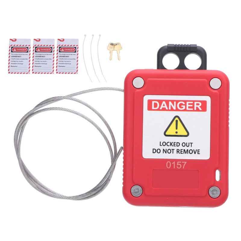 BOZZYS Cable Lockout Device Stainless Steel PVC Automatic Locking Mechanism - Self Locking Cable Lock Adjustable Length for Industrial Equipment Safety - Image 1