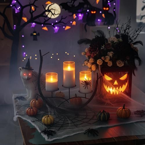 Homemory Flameless Candles Set of 3 White Acrylic LED Candles Upgraded Realistic Battery Operated Flames with Remote Timer Waterproof for IndoorOutdoor Decor Halloween Christmas Lanterns - Image 3
