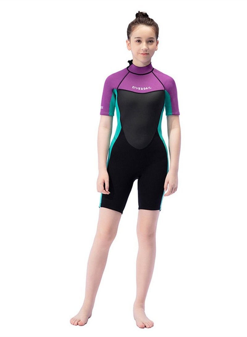 DIVE & SAIL Keep Warm Children Diving Suit Three-layer High Elastic Wetsuit For Girls Purple