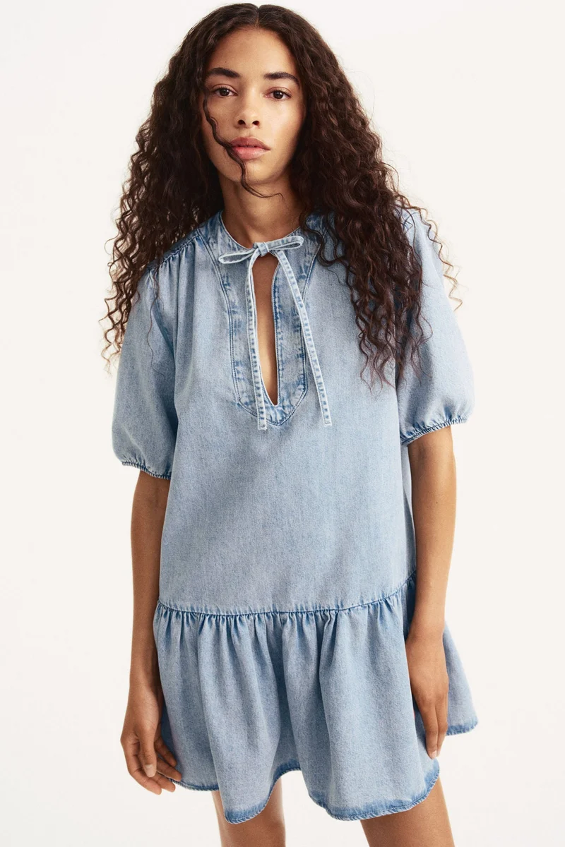 H&M Flared-hem denim dress