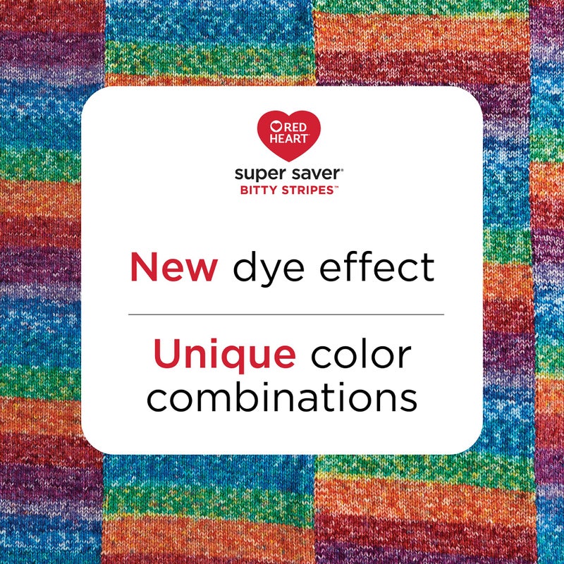 Red Heart Super Saver Bitty Stripes Rattan Yarn - 2 Pack of 10oz/283g - 100% Acrylic - #4 Worsted (Medium) - 515 Yards - Knitting/Crochet - Image 4