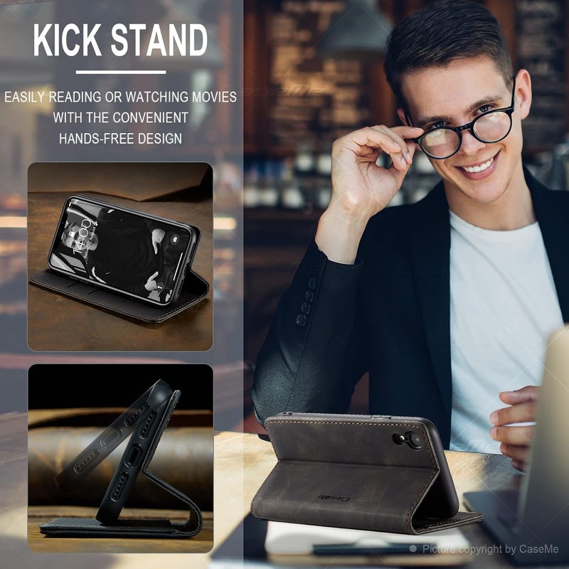 Cracedily Case for iPhone XR Case, Premium Leather Flip Wallet Case with Card Slots and Horizontal Stand Function Magnet Coque Cover Protective Case for iPhone XR, Black - Image 5