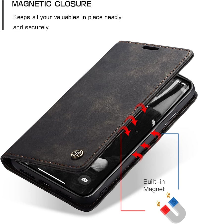 Cracedily Case for iPhone XR Case, Premium Leather Flip Wallet Case with Card Slots and Horizontal Stand Function Magnet Coque Cover Protective Case for iPhone XR, Black - Image 3
