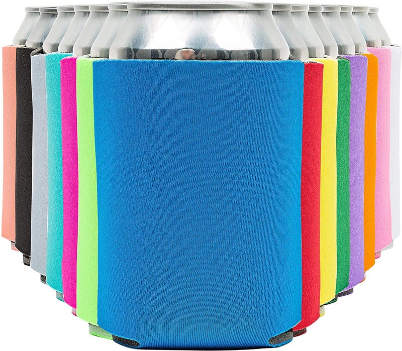 CURRENT CO. Blank Beer Can Coolers Sleeves (14-Pack) Soft Insulated Beer Can Cooler Sleeves - HTV Friendly Plain Can Sleeves for Soda, Beer & Water Bottles - Blanks for Vinyl Projects Wedding Favors & Gifts - Image 1