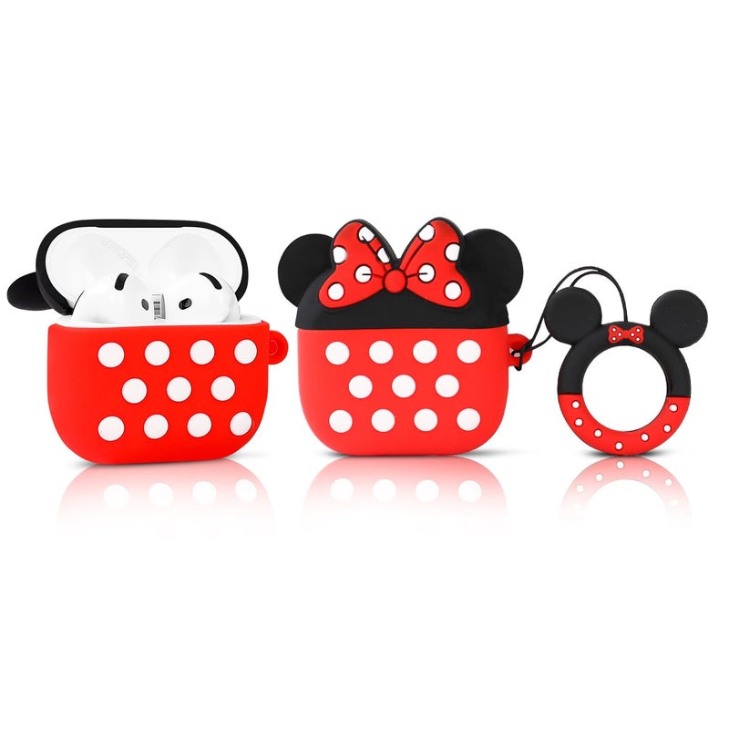 LEWOTE Compatible with Apple Airpods 4 Case Protective Funny Cute Cartoon Slim Cover with Keychain (Minnie)
