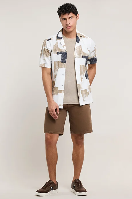 R&B Textured T-Shirt with Crew Neck and Short Sleeves