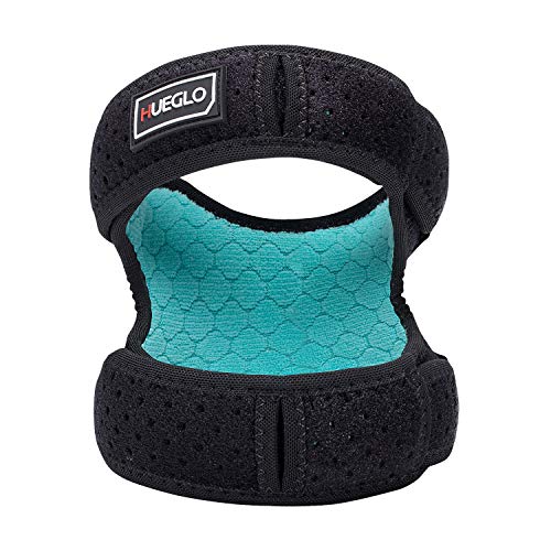 HUEGLO Dual Patella Knee Strap for Knee Pain Relief,Adjustable Neoprene Knee Brace Support for Running, Arthritis, Jumper, Tennis,Injury Recovery,Protection,Black(1 Piece),12'' - 17'' - Image 1