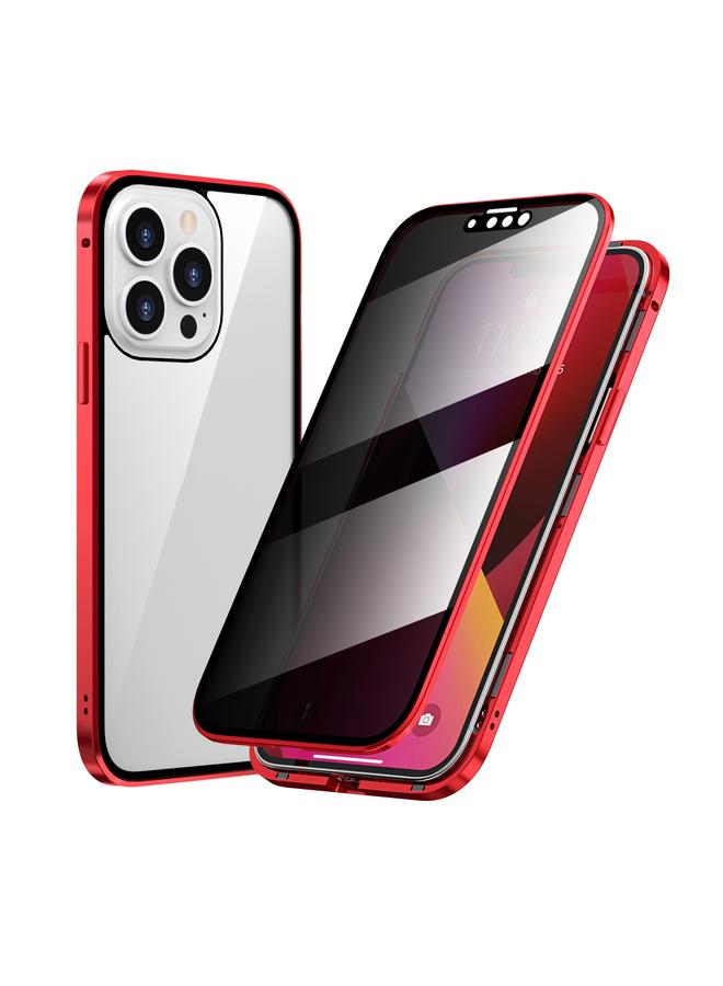 Zaboon Case For iPhone 13 Pro Anti-peeping Magnetic Metal Frame Double-sided Tempered Glass Phone Case - Image 1
