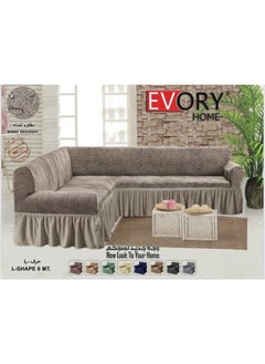 EVORY HOME Waterproof 6 Seater L Shaped Stretch Sofa Cover Stretch Fabric Attractive Pattern with Exquisite Details and Beautiful Design  - Image 1