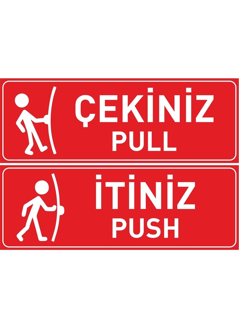hepenuygun Push Pull Door Label Sticker 10X30 