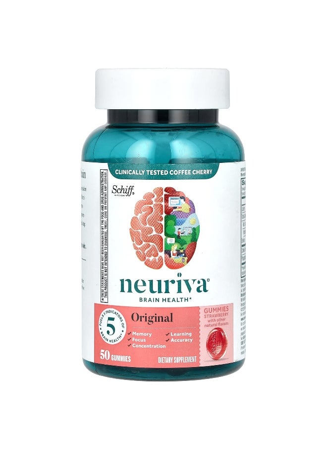 Schiff Schiff, Neuriva Brain Health Gummies, Original, Strawberry, 50 Gummies  - Image 1