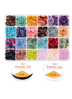 Crystal Chips and Gemstones Beads for Jewelry Making, 24 Colors Bracelet Making