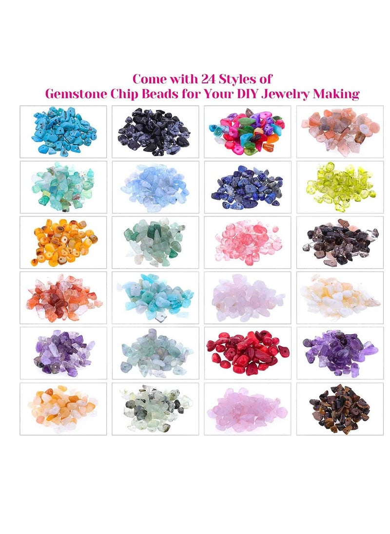 KASTWAVE - Crystal Chips and Gemstones Beads for Jewelry Making, 24 Colors Bracelet Making - Image 1