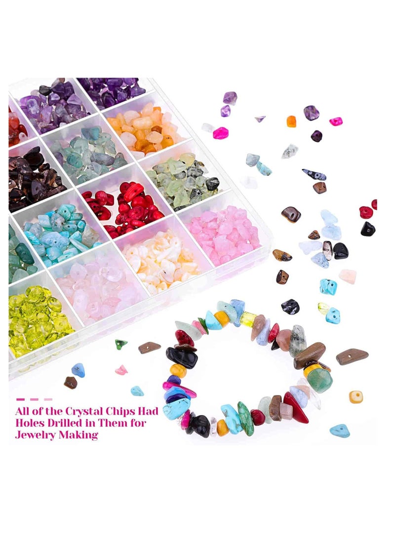 KASTWAVE - Crystal Chips and Gemstones Beads for Jewelry Making, 24 Colors Bracelet Making - Image 1