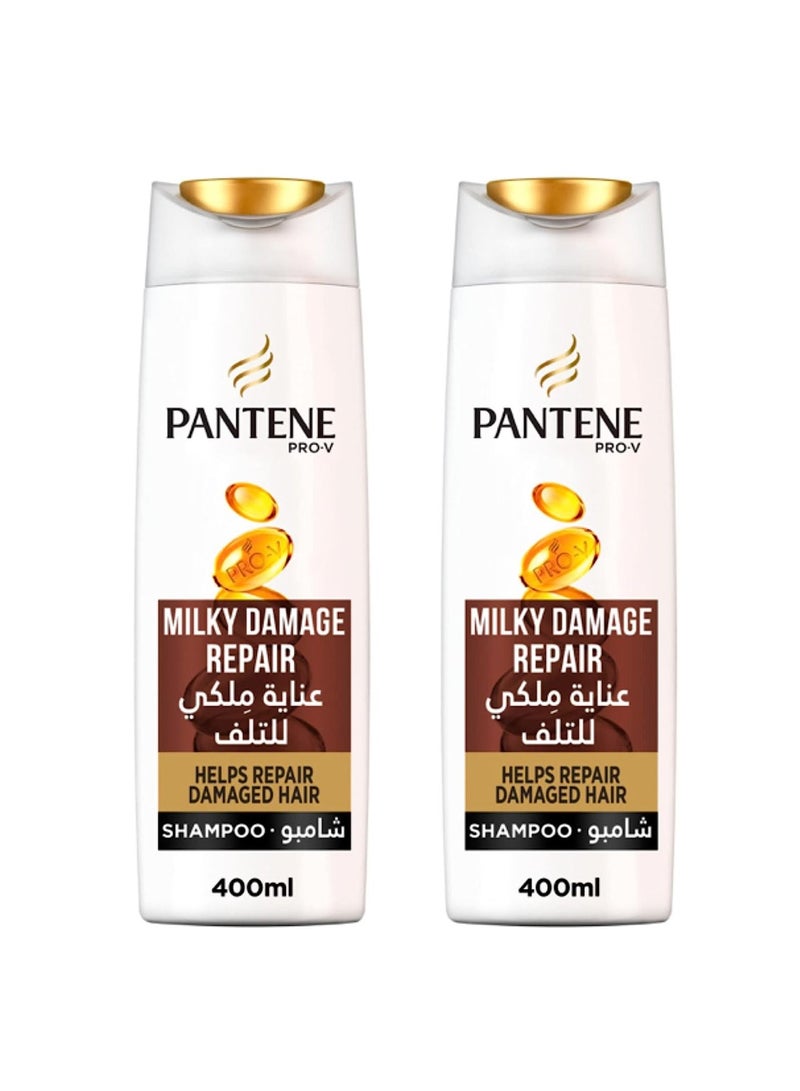 Pantene Milky Damage Repair Shampoo 400ml pack of 2 - Image 1