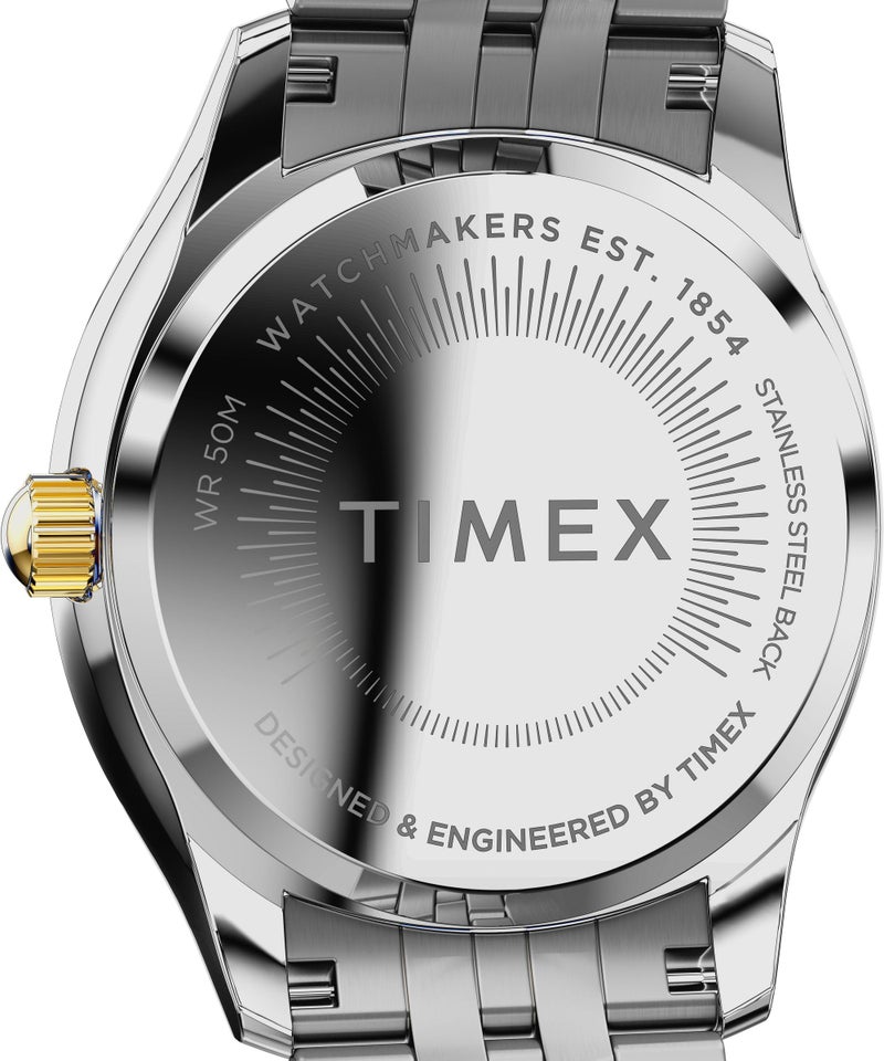 TIMEX ساعة تيمكس النسائية أريانا 36 مم - سوار ثنائي اللون بقرص فضي اللون وحالة ثنائية اللون - Image 4