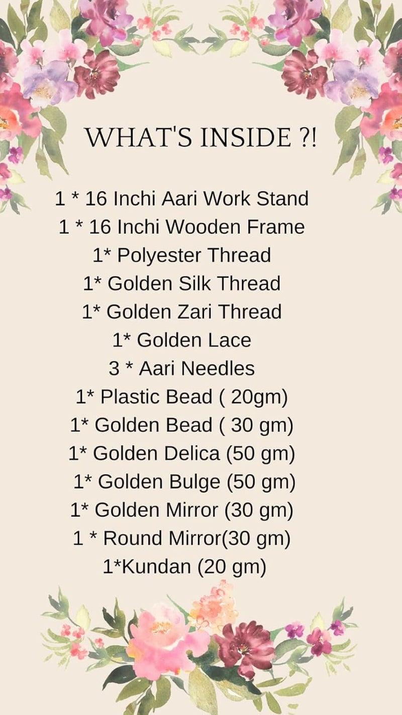 Qroof Qroof Aari Work Materials Maggam Work Embroidery Combo 16 inch Aari Stand Beginners Pack Set - Image 5