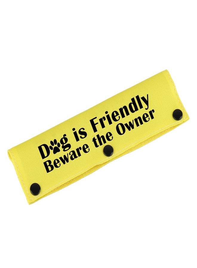 BLUPARK Funny Dog Leash Sleeve Dog is Friendly Beware The Owner Dog Leash Wrap Sleeve Alert Tag Pet Birthday Gift (Beware The Owner-YE Sleeve) - Image 1