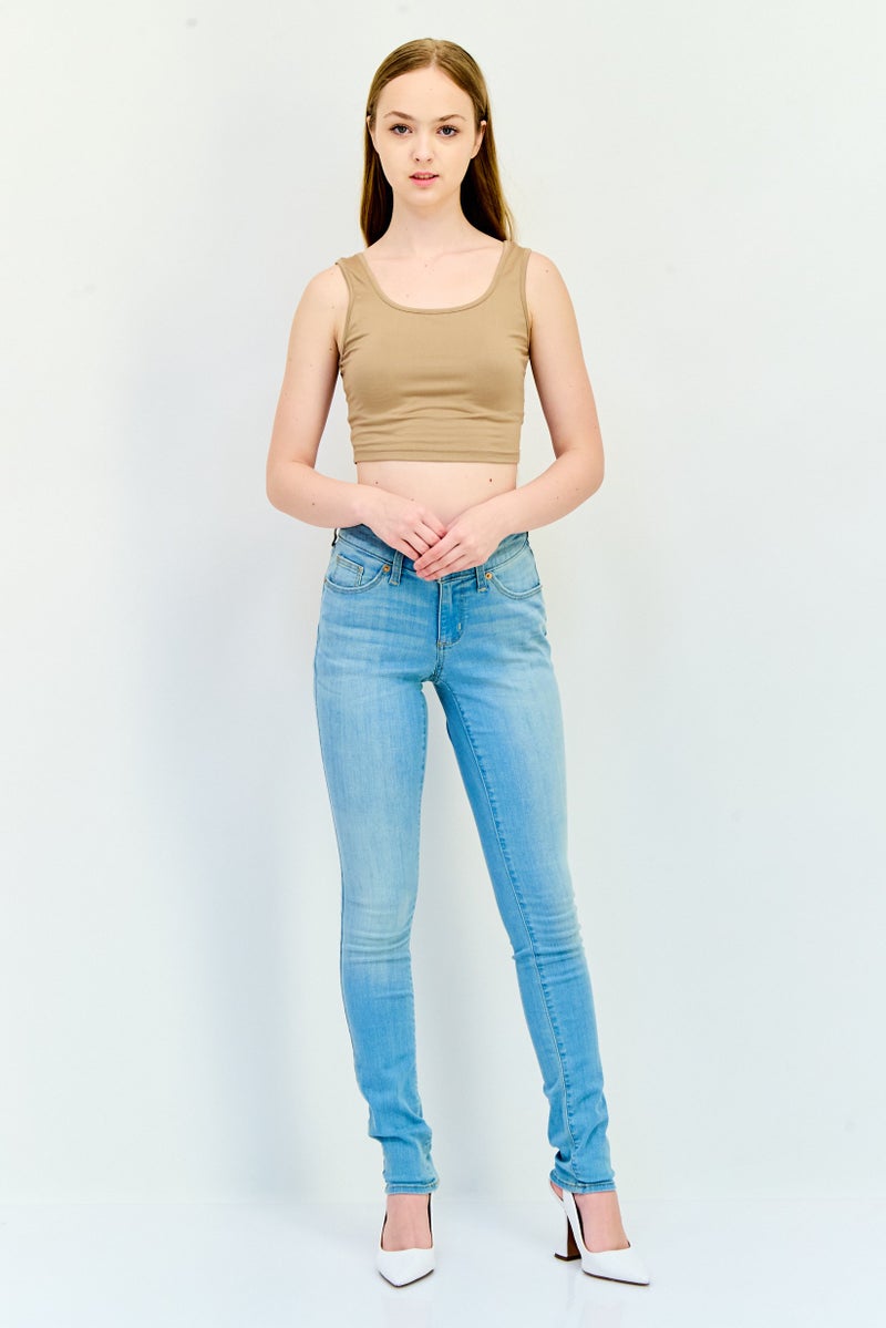 Universal Thread Women Skinny Fit Washed Stretchable Denim Jeans, Light Blue - Image 2