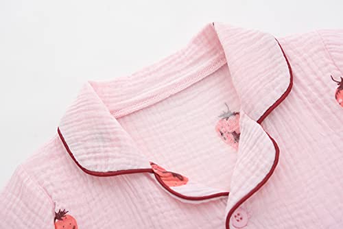 BINIDUCKLING Baby Pajamas Summer Short Pjs for Toddler Girls 3T Strawberry - Image 3