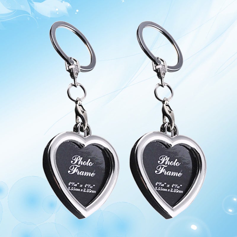 🏠 قطعتان ميدالية مفاتيح معدنية بإطار على شكل قلب أنيق - Image 4