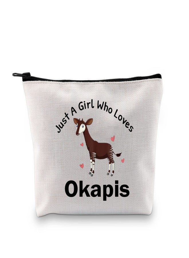 XYANFA Okapis Makeup Bag Cute Okapi Lover Gift Forest Griaffe Zebra Giraffe Gift Just A Girl Who Loves Okapis (A Girl Loves Okapis) - Image 1