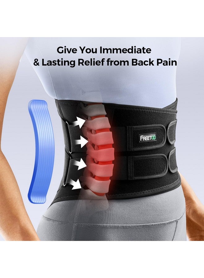 فري تو حزام دعم الظهر المريح FREETOO للرجال والنساء الذين يعانون من آلام أسفل الظهر مع 7 دعامات معدنية، دعامة ظهر مريحة مع وسادة ناعمة ثلاثية الأبعاد - Image 3