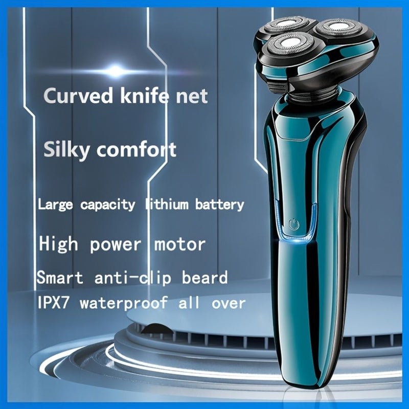 Men Gun Color 4D Floating Three Blade Electric Shaver with LED Display Type C Fast Charging - Image 5