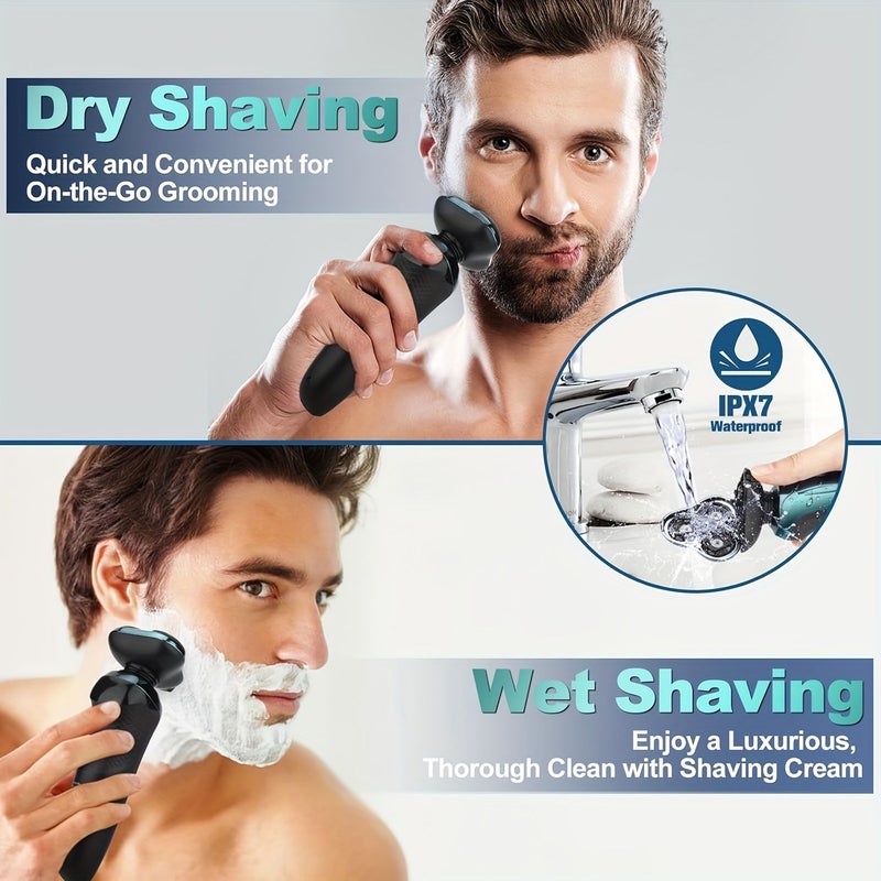 Men Gun Color 4D Floating Three Blade Electric Shaver with LED Display Type C Fast Charging - Image 3