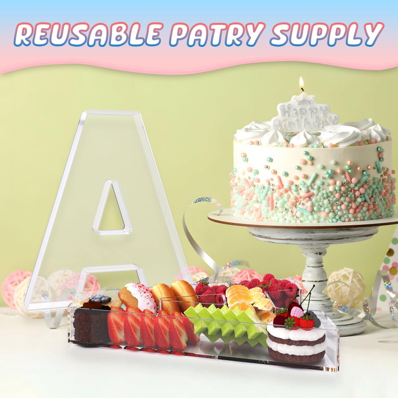 RUFHVTY 11" Acrylic Letter Charcuterie Box, Reusable Fillable Alphabet Number Shaped Form Tray for Birthday Anniversaries, Party Decorative Serving Plates Display Candy Cake (A) - Image 5